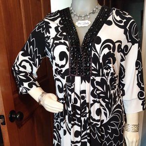 Black Floral Swirl Dress